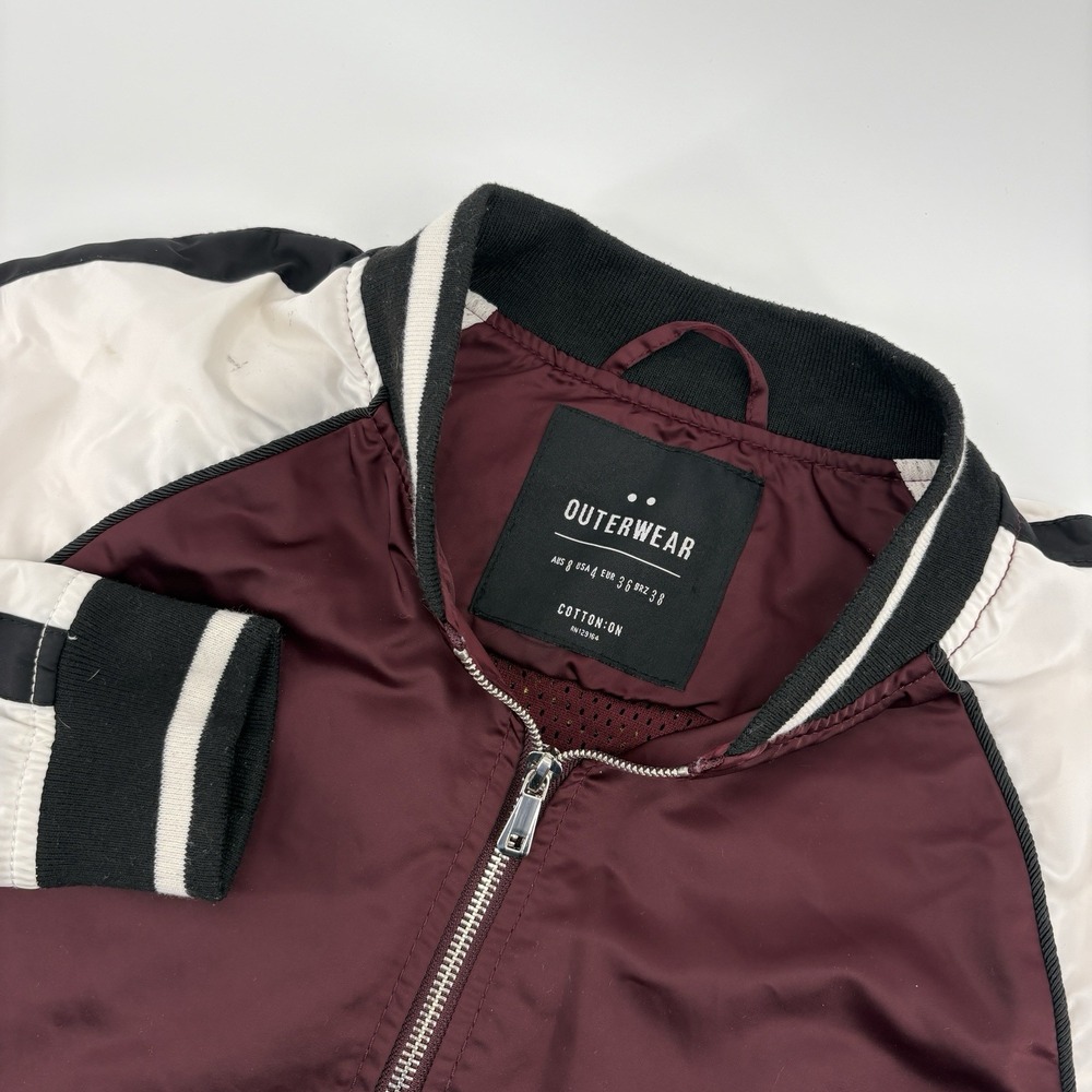 Cotton On Jacket Womens 4 Maroon White Varsity Bomber Japan‎ Tiger